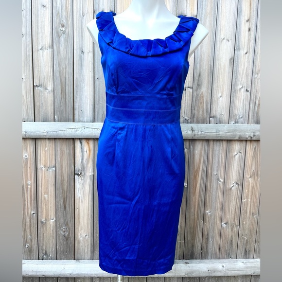 Donna Ricco Bright Royal Blue Satin Dress - Picture 1 of 6